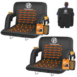 HOPERAN 25" 2pcs Heated Stadium Seats for Bleachers with Back Support 3 Levels Heated Bleacher Seat with Backrest Portable Heated Stadium Chairs with Back and Cushion for Outdoor Games Sports