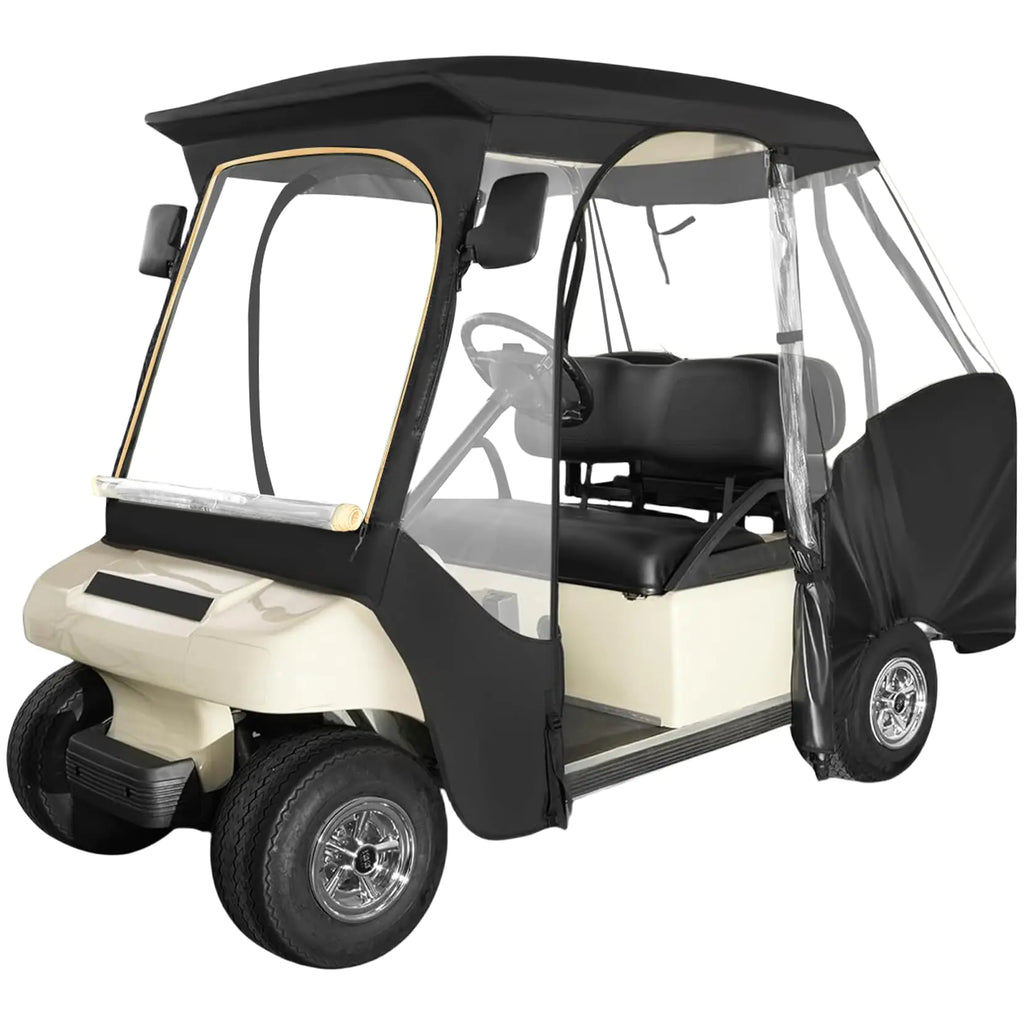 4 Passenger Golf Cart Drivable Enclosure Rain Cover Club Car DS Waterproof 600D Rain Golf Cart Enclosure Side Mirror OpeningTransparent Tail Light Panel Windshield4-Clear Windows