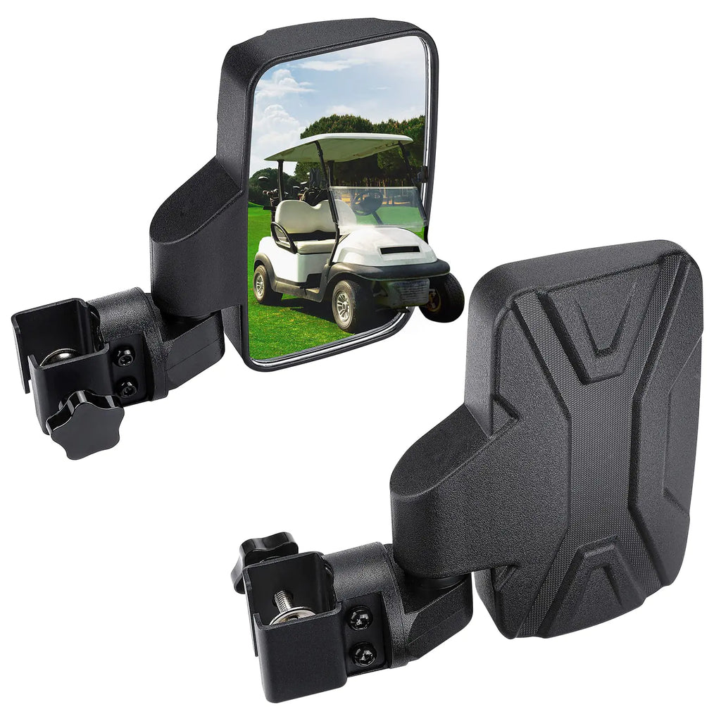 kemimoto No Drilling Golf Cart Side Mirrors Universal Fit for 1.0"-1.25" Square Rail Large Golf Cart Mirrors Compatible with EZGO Club Car Drive2 ICON Kandi Electric Golf Carts