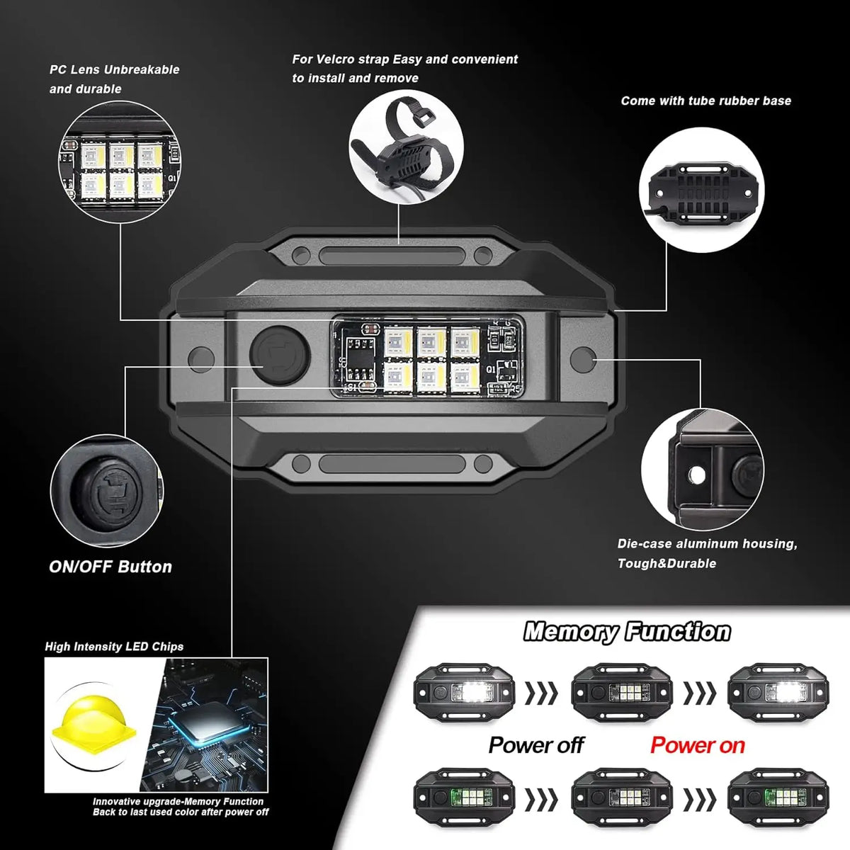 RGB Strobe Roll Bar LED Interior Map Light for UTV & SXS