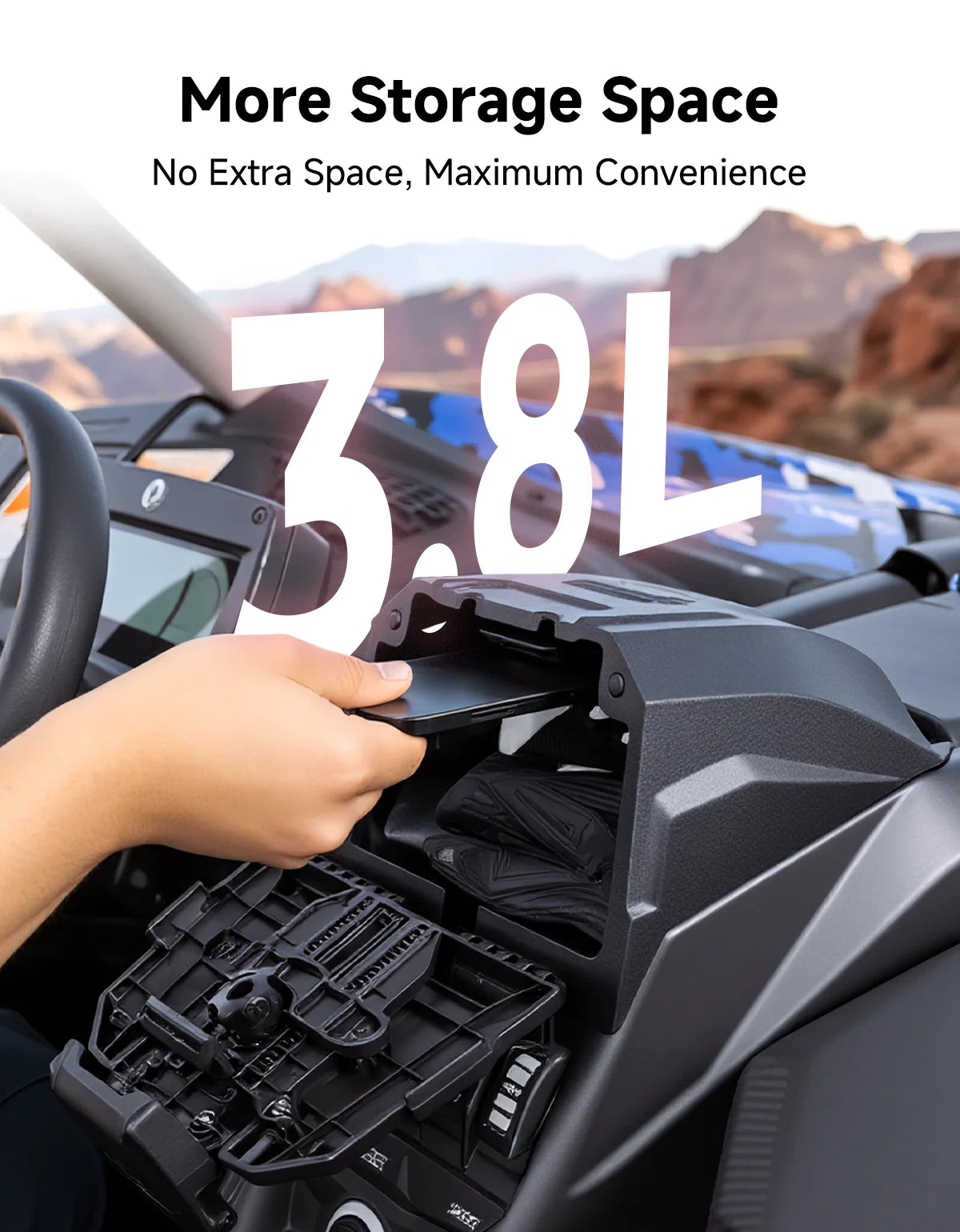 3.8L Dash Storage Box with GPS and Device Holder for Can-Am Maverick X3 (2017–2026)