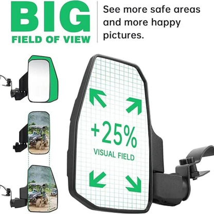 Side and Center Mirror Kit, Shatterproof Convex Glass for Polaris Ranger 1000, Ranger XP 900 & Ranger 570