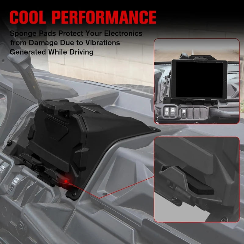 Tablet and GPS Holder with Storage Box for Can-Am Defender (2016–2022)
