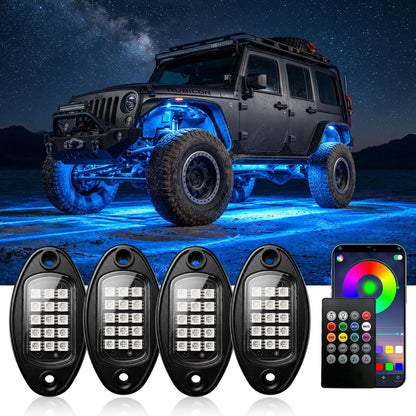 Bluetooth RGB Rock Lights with Music Sync (4 or 8 Pods) for UTV & SXS