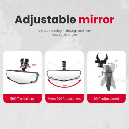 Adjustable Center Mirror, 1.5–2 in for Yamaha YXZ1000R, Viking & More