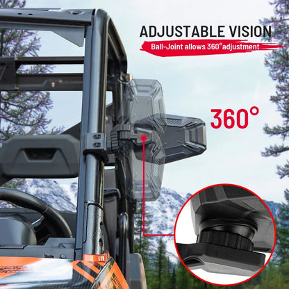 Pro-Fit Cage Side Rearview Mirrors for Polaris General, CFMOTO UForce 600 & UForce 1000