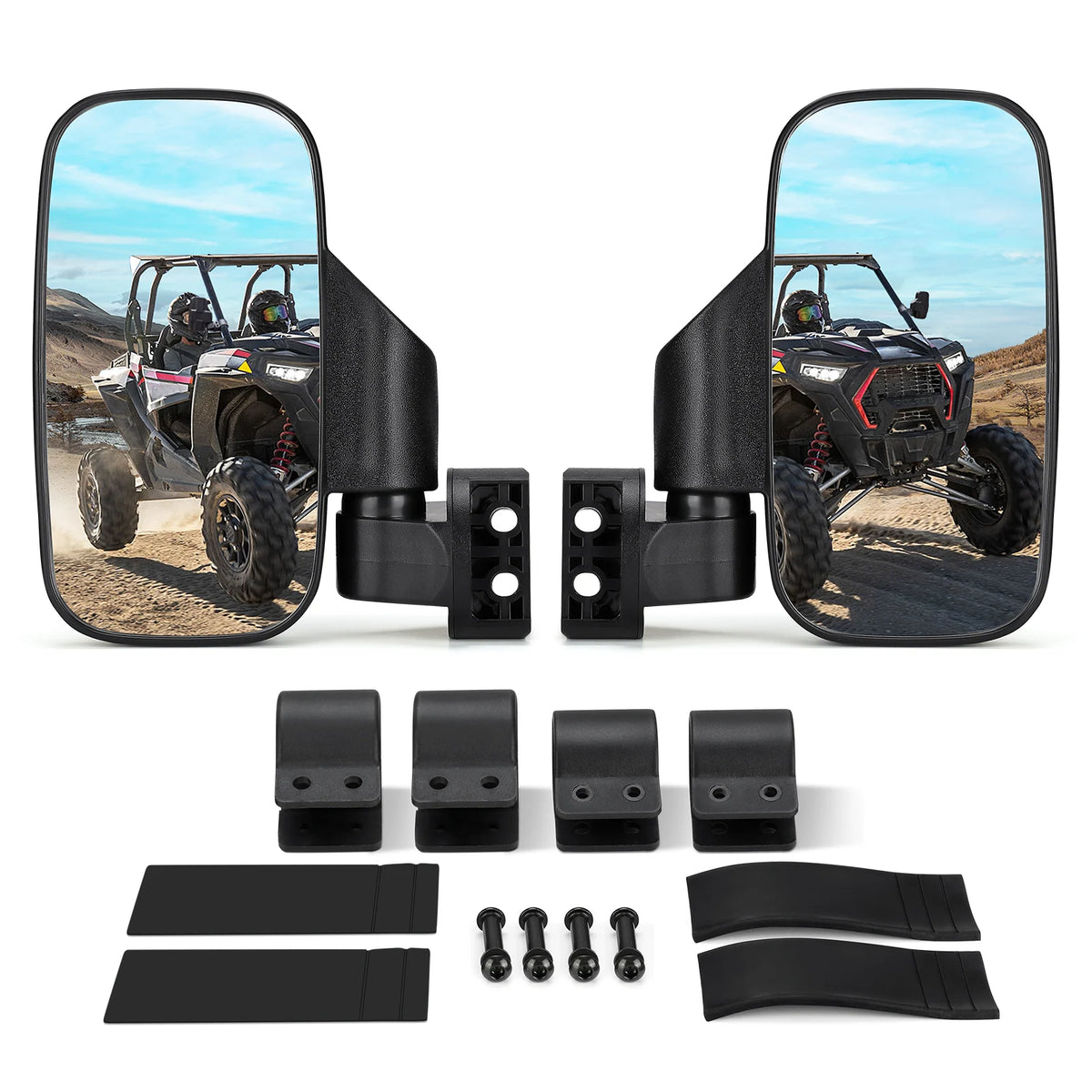 Breakaway Convex Side Mirrors, 1.75–2-Inch Clamp for UTV & SXS