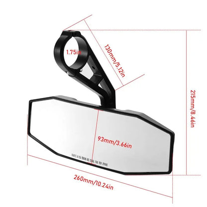 Convex Center Rear View Mirror with 1.75-Inch Clamp for Polaris RZR 900, RZR XP 1000 & General