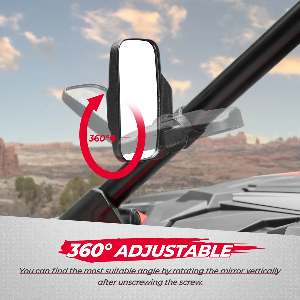 1.75–2 Inch Side Rear View Mirrors with Rivets for UTV & SXS