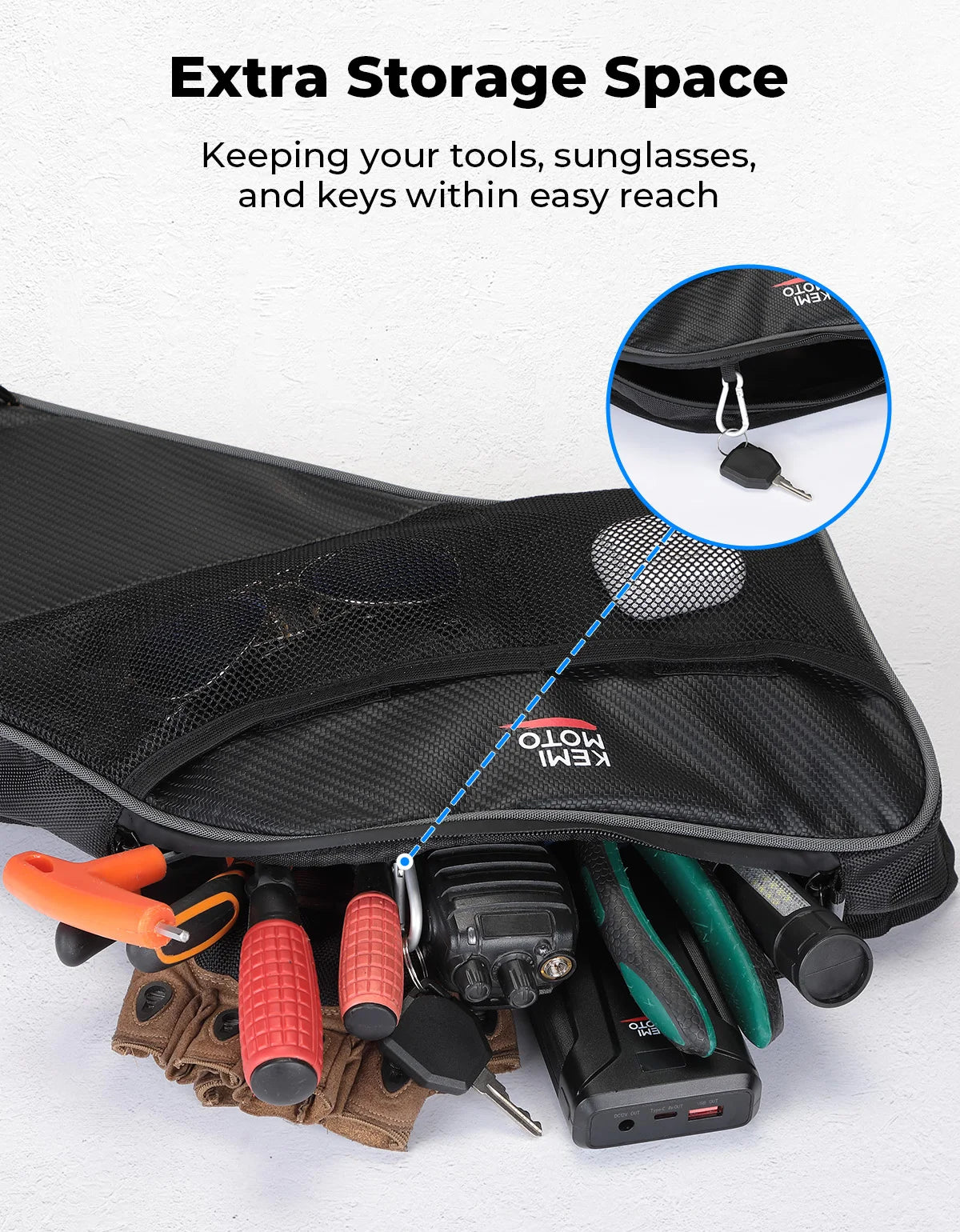 KEMIMOTO Rear Door Storage Bags with Knee Pads for Polaris General (2017–2026)