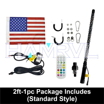 RGB LED Whip Light with Spring Base & Music Sync for UTV & SXS