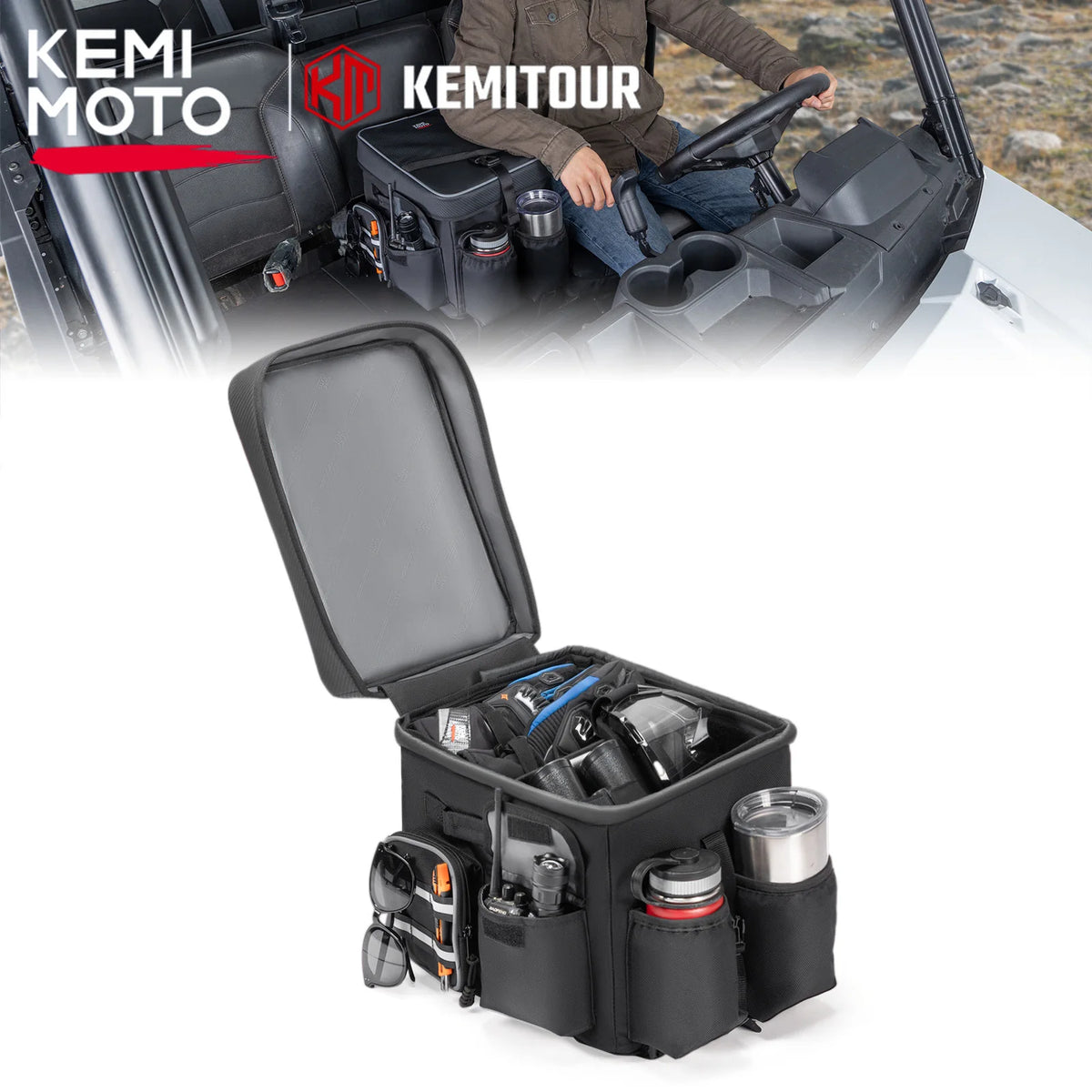 18L 1680D Water-Resistant Seat Storage Bag for Polaris Ranger XP 1000, Ranger 1000 & More