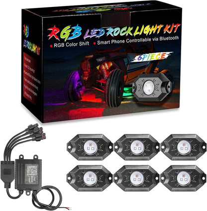 6-Pod RGB LED Rock Light Kit with Music Mode for UTV & SXS