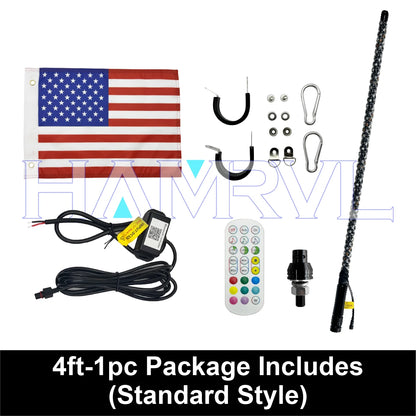RGB LED Whip Light with Spring Base & Music Sync for UTV & SXS