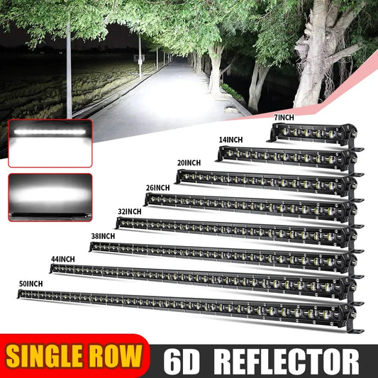 Ultra-Slim 6D Single-Row LED Light Bar (7–50 in) for UTV & SXS