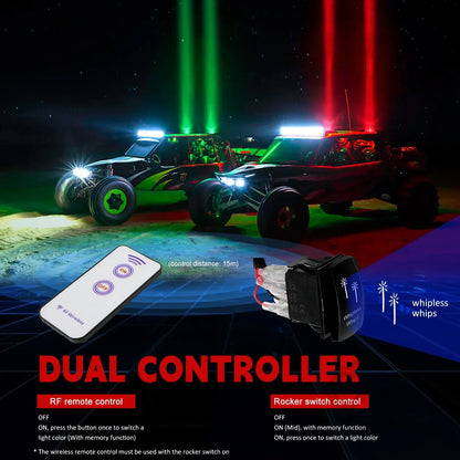 3-Inch RGBW Whipless Spot Lights with Remote (Pair) for UTV & SXS