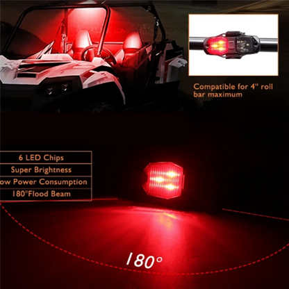 Red & White Dual-Color Roll Cage Dome Light for UTV & SXS