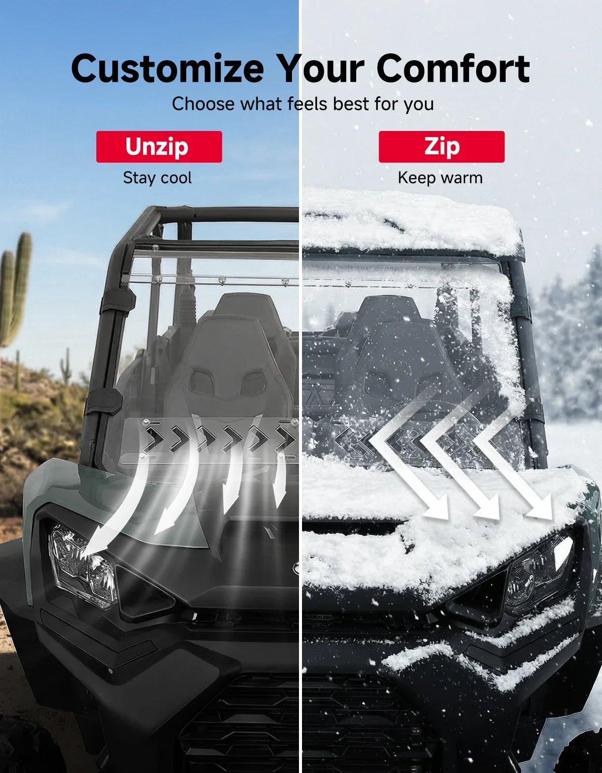 Vented Full Front Windshield for Can-Am Commander, Maverick Trail & Maverick Sport