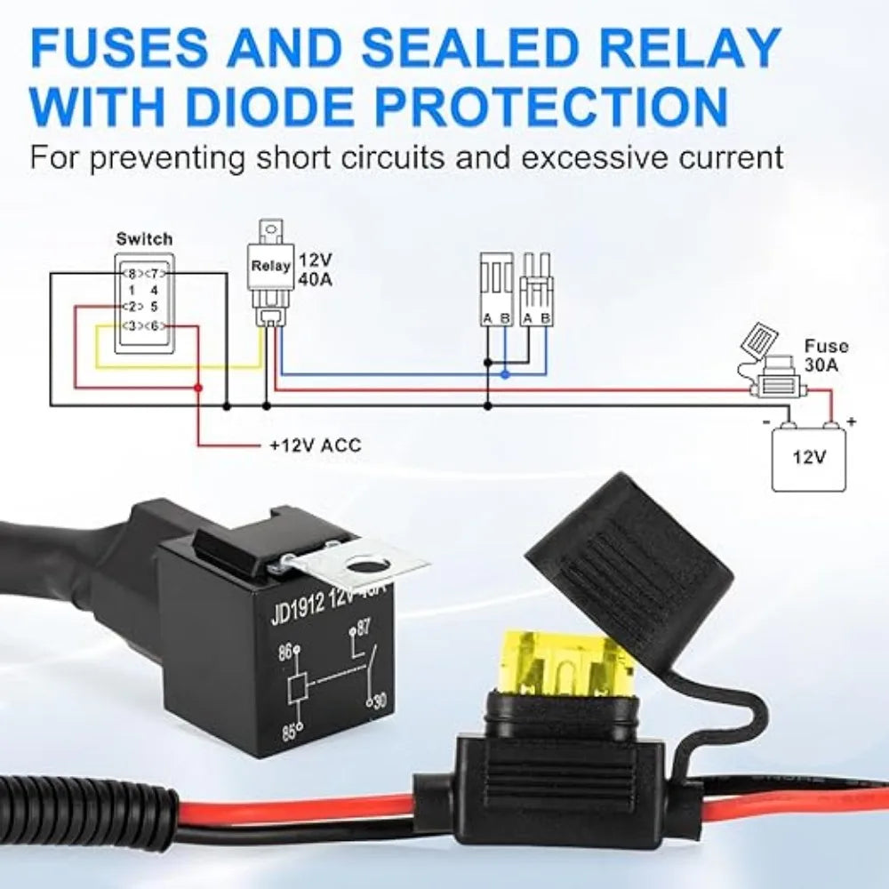 Fan Rocker Switch Wiring Harness Kit with Relay for UTV & SXS
