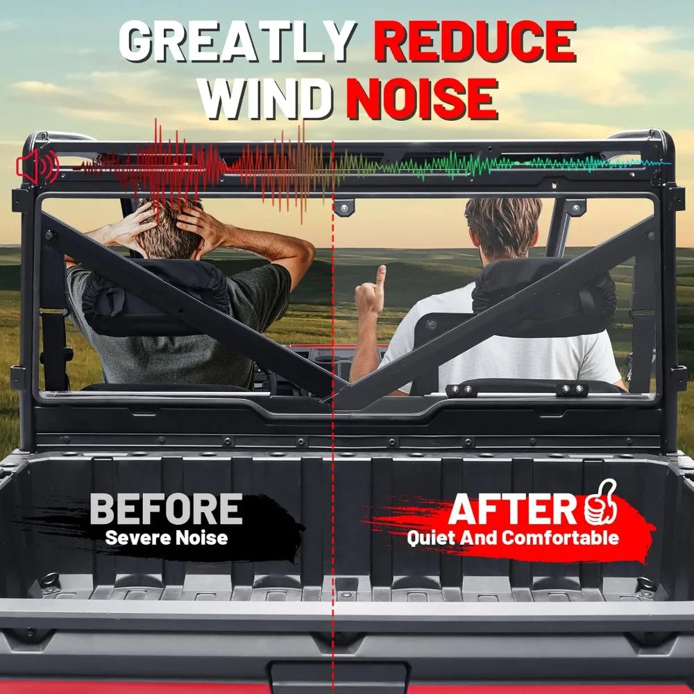 Quick-Release Clear Polycarbonate Rear Windshield for Polaris Ranger XP 1000 & Ranger XP 900