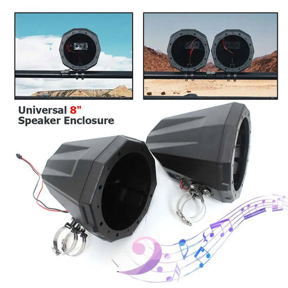 8-Inch Speaker Enclosures, Black (Pair) for UTV & SXS