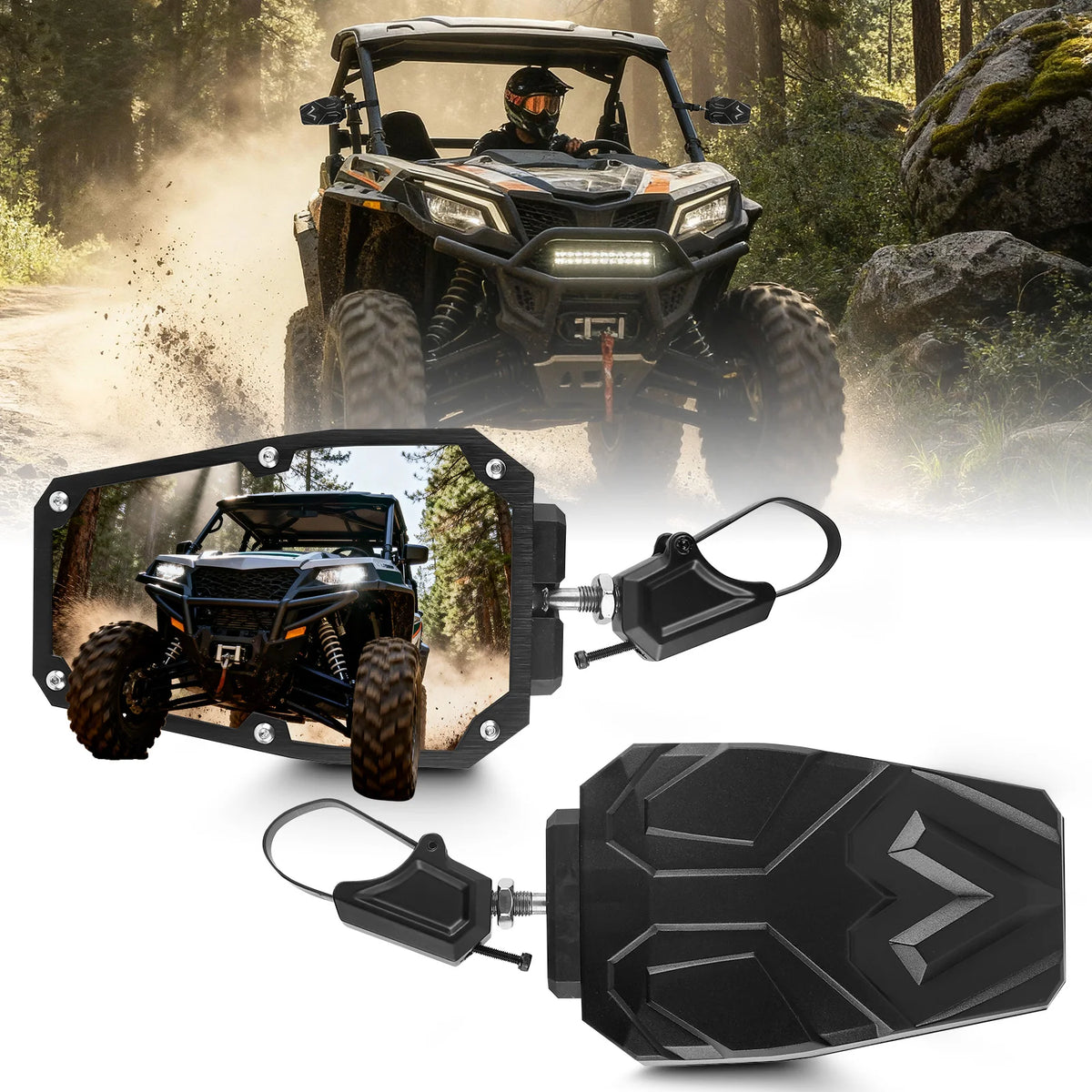 1.5-Inch Clamp-On Side Rearview Mirrors (Pair) for UTV & SXS