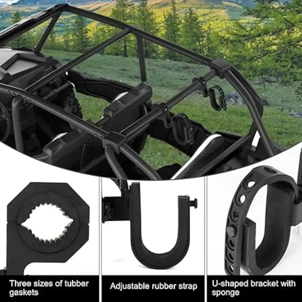 Roll Bar Gun Rack Holders with Rubber Gaskets (2-Pack) for UTV & SXS