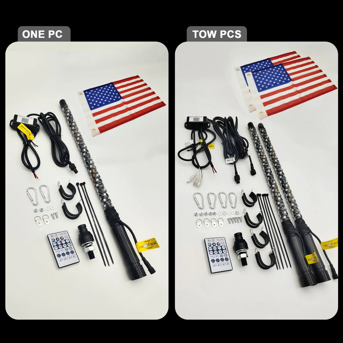 RGB LED Whip Light with Spring Base & Music Sync for UTV & SXS