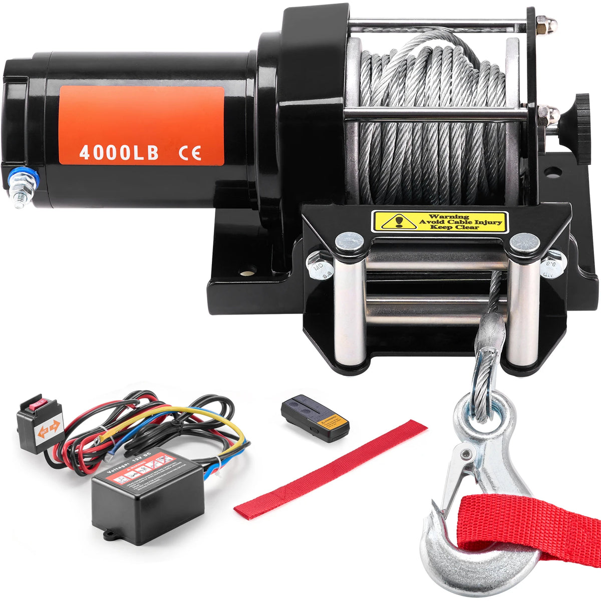 4000 lb Electric Winch with 39 ft Steel Cable & Wireless Remote for UTV & SXS