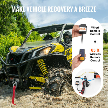 4000 lb Electric Winch with 39 ft Steel Cable & Wireless Remote for UTV & SXS