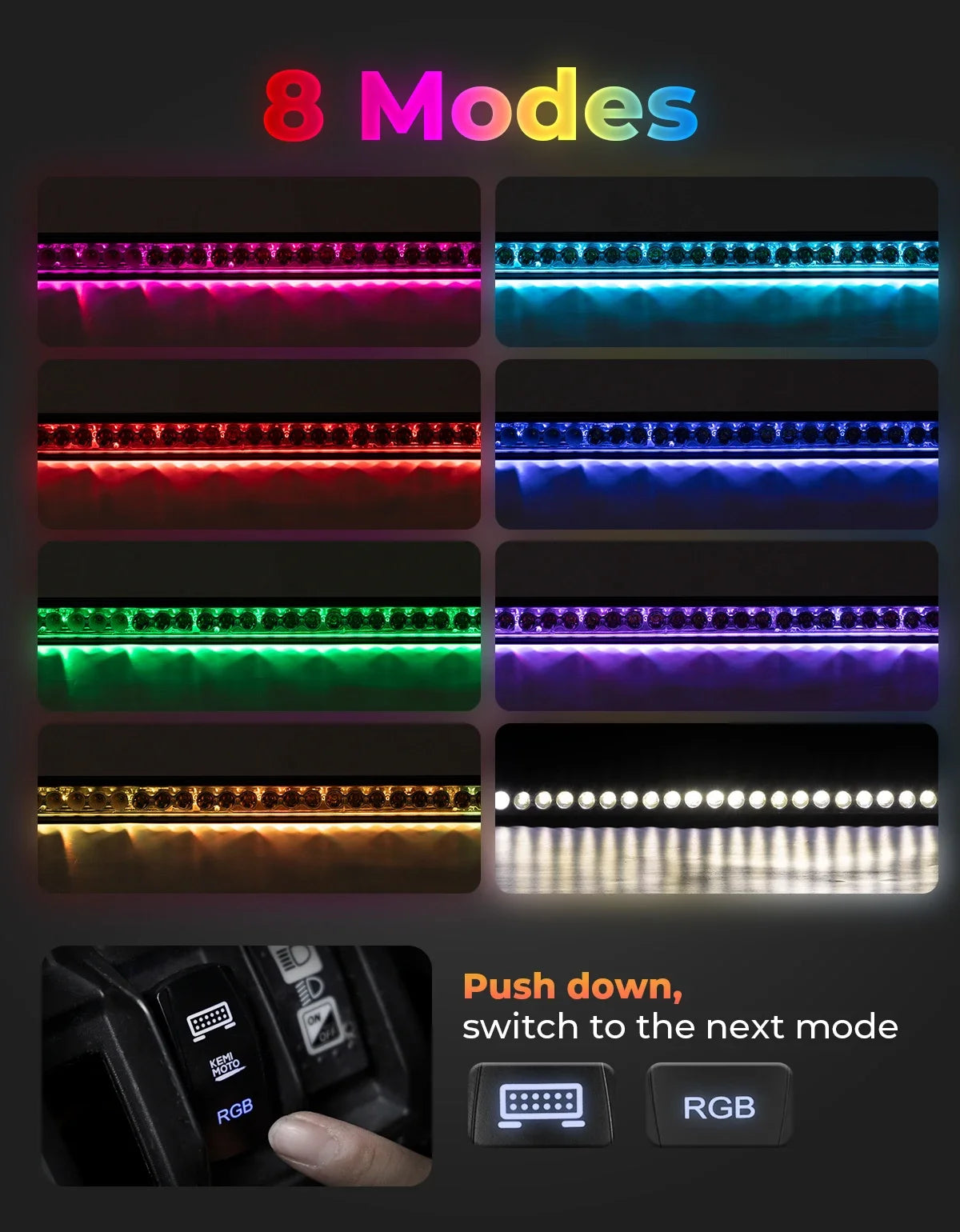 50-Inch 390W RGB LED Light Bar with Brackets and Wiring for Can-Am Maverick R & Maverick X3
