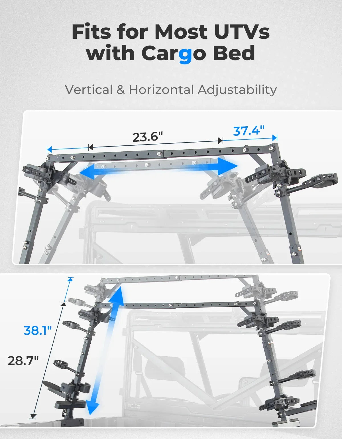 KEMIMOTO Bed-Mount Double Sporting Clays Gun Holder for UTV & SXS