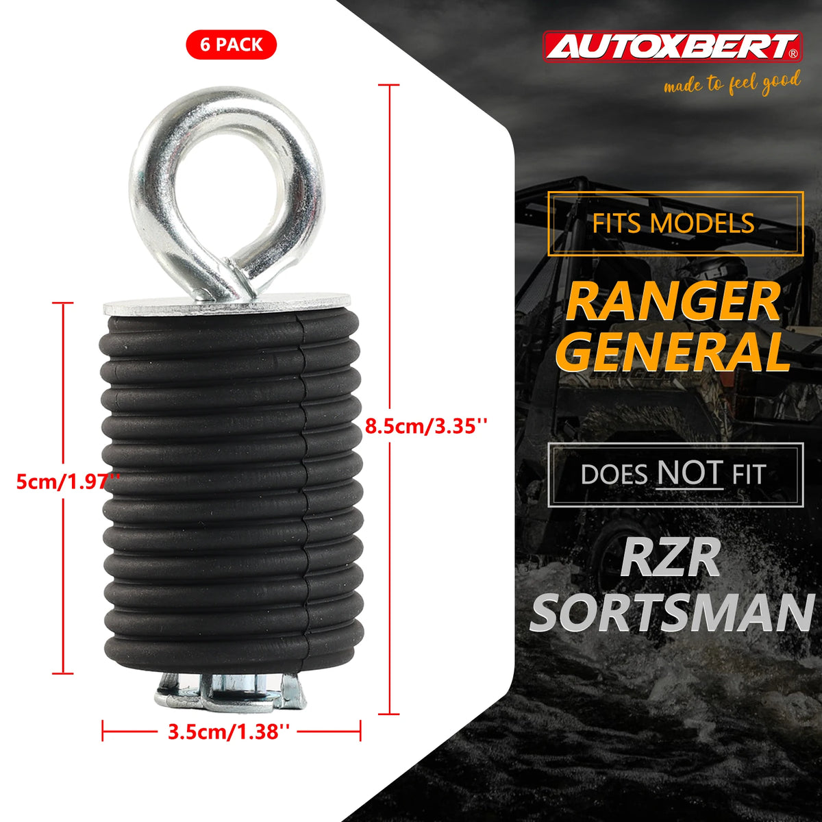 Cargo Tie-Down Anchors (6-Pack) for Polaris Ranger 570, Ranger XP 1000 & More