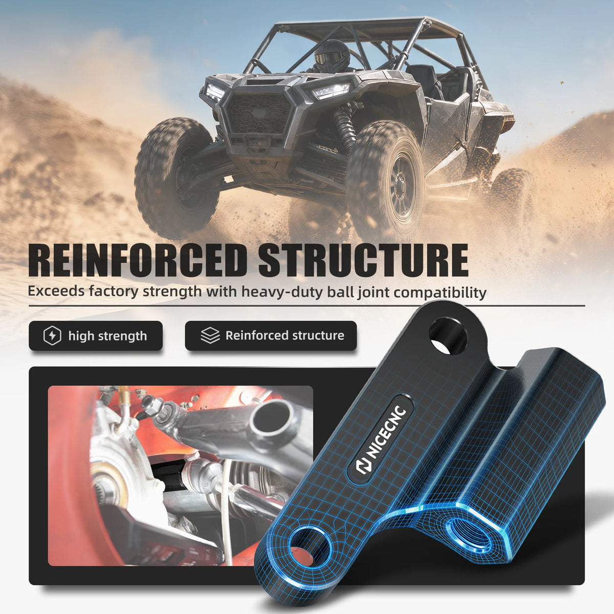 NICECNC Heim Joint Tie Rod Flag Steering Stabilizer for Can-Am Maverick X3 (2017–2021)