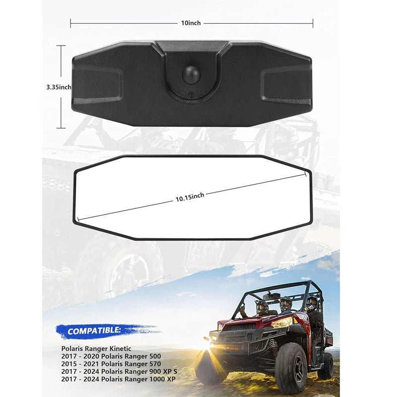 Adjustable Center Rearview Mirror for Factory Mount Tab for Polaris Ranger 570, Ranger XP 900 & Ranger XP 1000