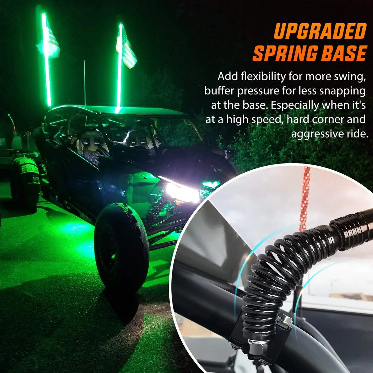 Nilight Spiral RGB LED Whip Lights with Remote (Pair) for UTV & SXS