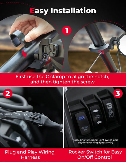 KEMIMOTO LED Side Mirrors with Shatterproof Glass for UTV & SXS