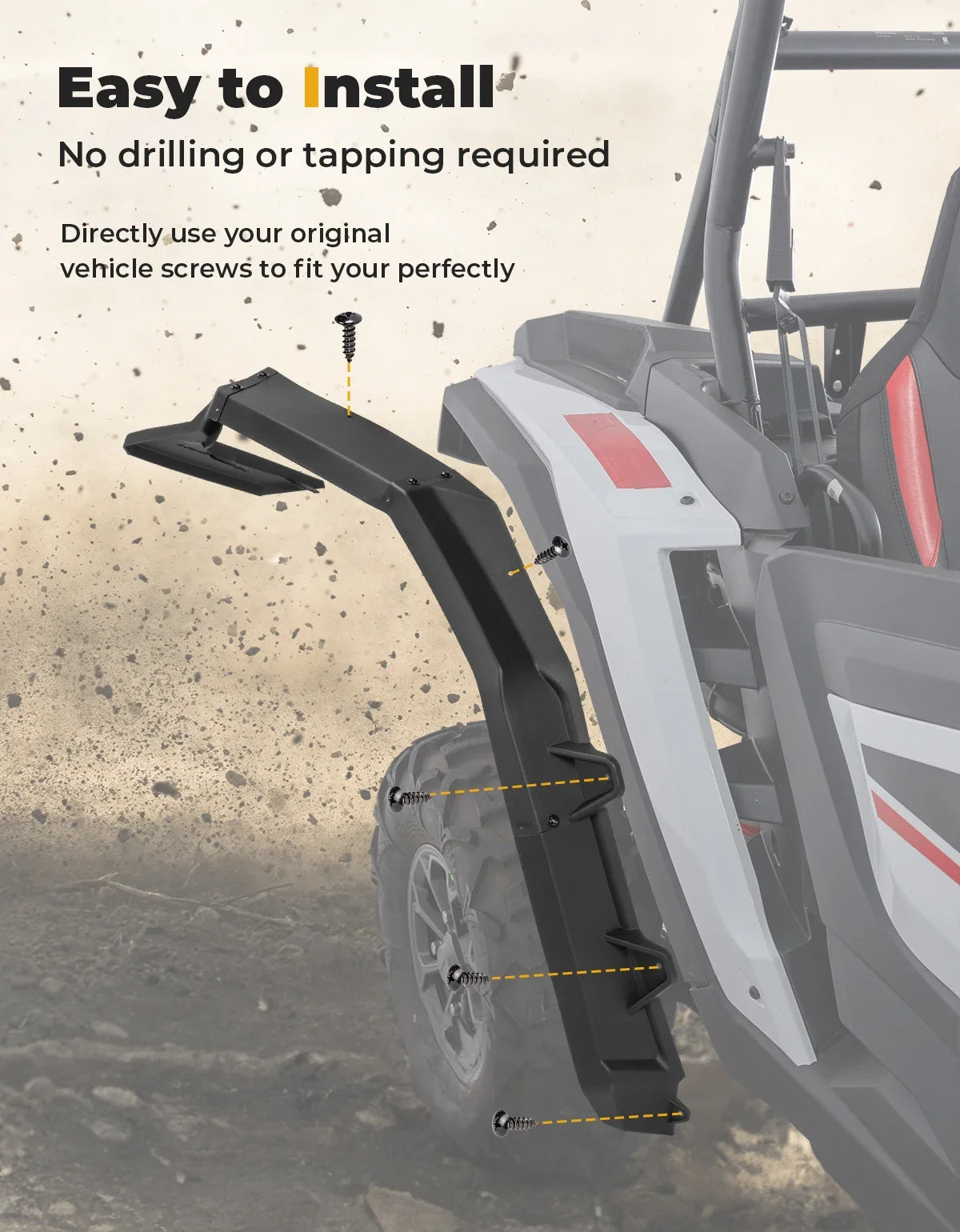 Front and Rear Extended Fender Flares with Mud Flaps for Polaris RZR XP 1000 (2024–2026)