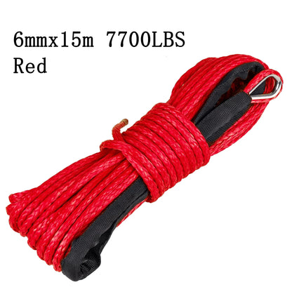 Synthetic Winch Line 6 mm x 15 m, 7,700 lb for UTV & SXS