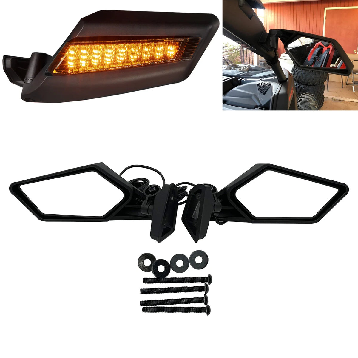 Adjustable Side Mirrors with LED Turn Signals for Can-Am Maverick X3 (2017–2022)
