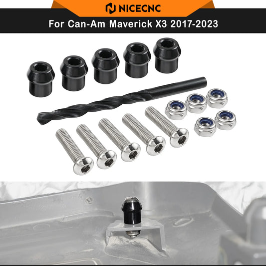 NICECNC Aluminum Hood Pin Repair Kit (5-Piece) for Can-Am Maverick X3 (2017–2023)