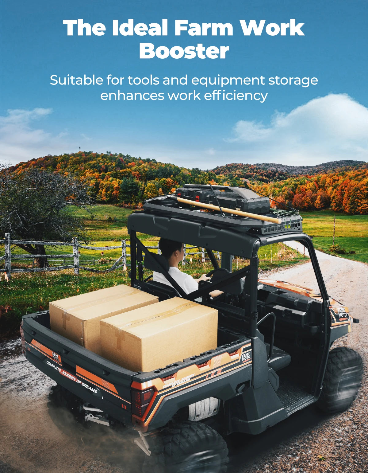 KEMIMOTO Aluminum Roof Rack, 2-Seater for Polaris Ranger XP 1000 & Ranger 1000