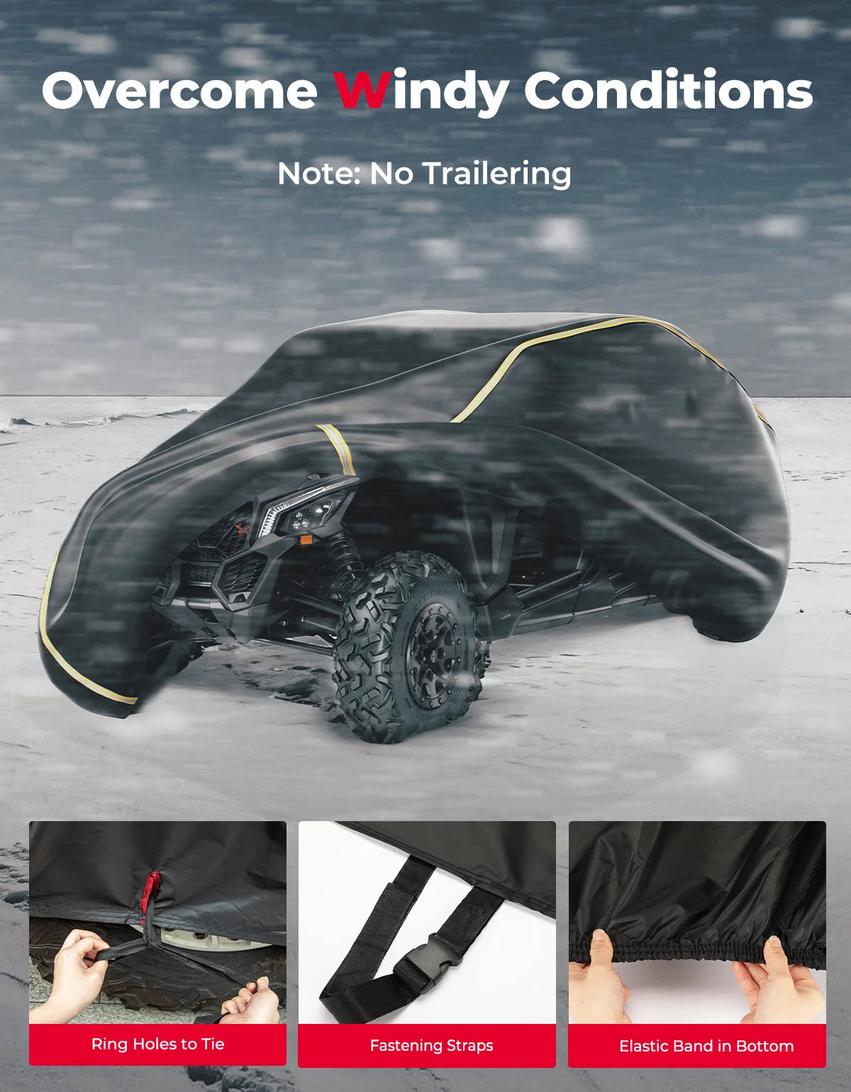 Waterproof UV-Resistant 4-6 Seater UTV Cover for Polaris RZR Pro XP, RZR XP Turbo & Can-Am Defender