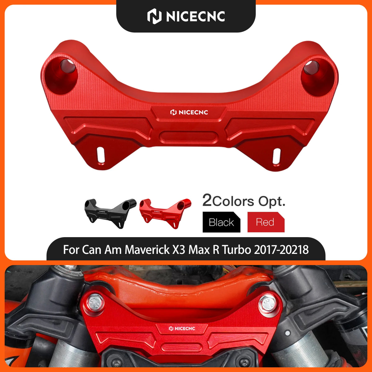 NICECNC Front Upper Shock Brace Bracket for Can-Am Maverick X3 (2017–2018)