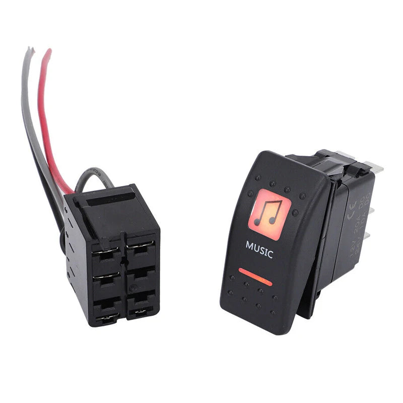 Pre-Wired Music Rocker Switch for Can-Am Maverick X3, Commander & Defender