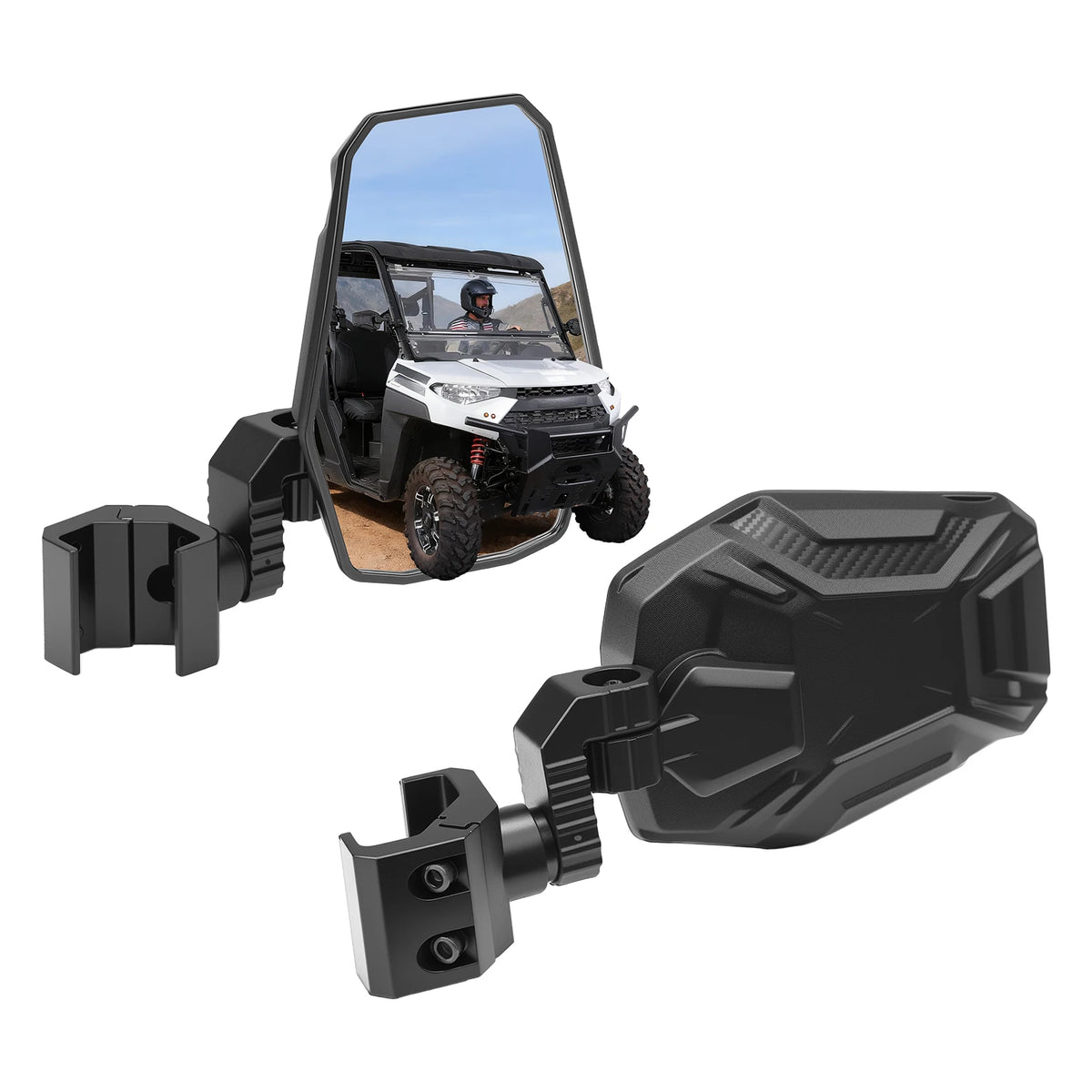 Foldable Side Mirrors for Windshield Frames for Can-Am Defender, Polaris Ranger XP 1000 & CFMOTO UForce 1000