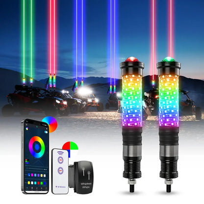 Fat LED Whip Lights with Laser and Remote Control for UTV & SXS