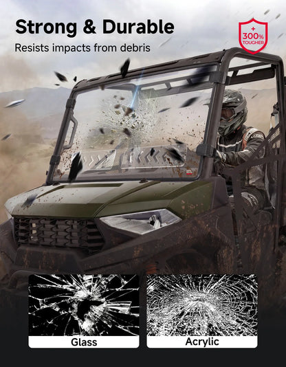 Clear PC Vented Front Windshield for Polaris Ranger 570 (2015–2026)