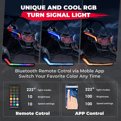 RGB Daytime Running Turn Signal Lights with Bluetooth for Can-Am Maverick X3, Maverick Trail & Maverick Sport