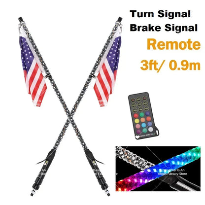 RGB LED Whip Lights with App Remote, 3–6 Ft for UTV & SXS